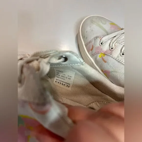 Coach Women's Clip Leather Low Top Sneaker Chalk Floral - Picture 6 of 6